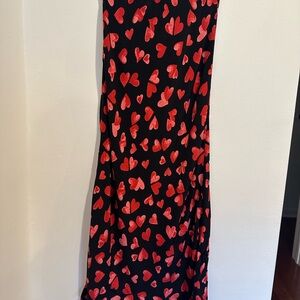 Heart Print Maxi Skirt - Black and Red
